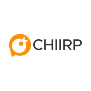 CHIIRP company logo with an orange circular icon featuring a white dot and small triangle pointing right.