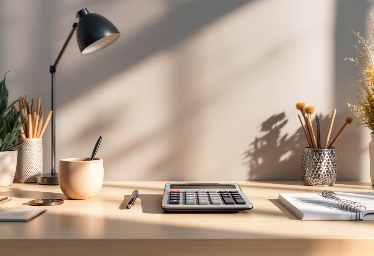 background image of calculator on desk (for a financial advisor)