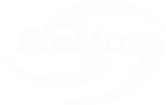 BioMar-logo med buede linjer rundt teksten.