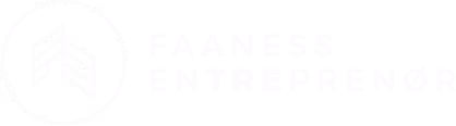 Logo for Faaness Entreprenør with a stylized geometric symbol inside a circle to the left of the company name.