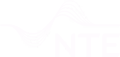 NTE logo with stylized wave lines above the letters NTE.