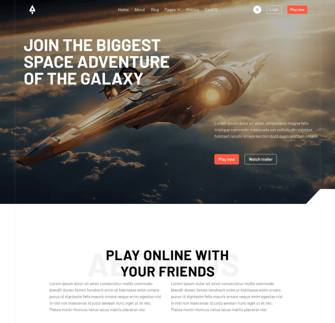 Player X - Home V3 Page - Videogame Webflow Template