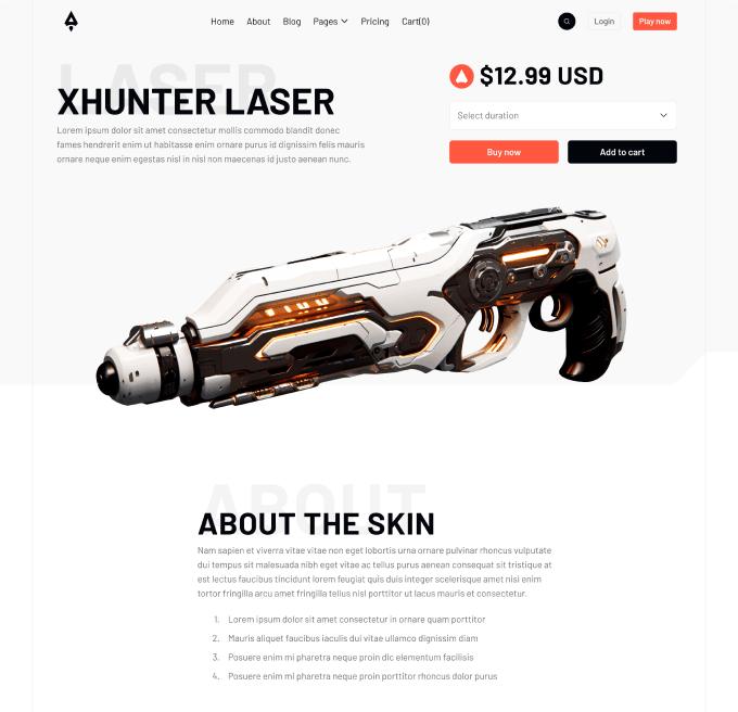 Player X - Shop Single Page - Videogame Webflow Template