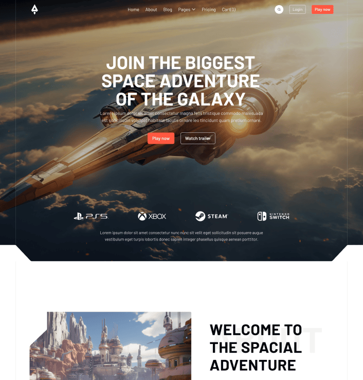 Player X - Home V1 Main Page - Videogame Webflow Template