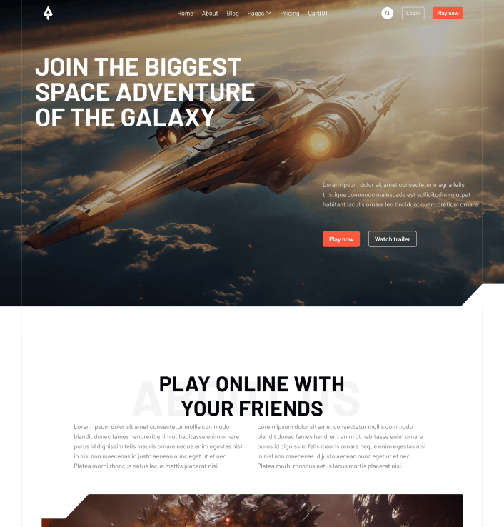Player X - Home V3 Main Page - Videogame Webflow Template