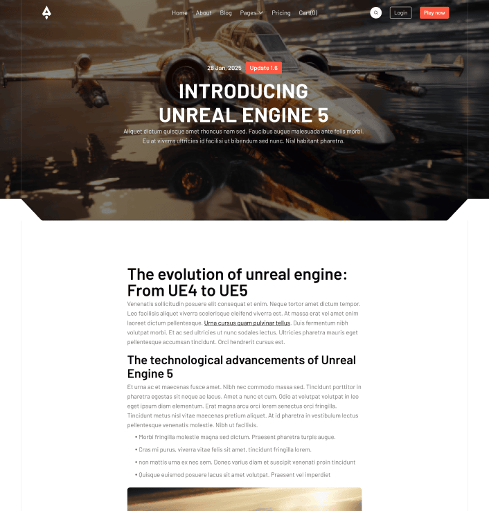 Player X - Update Single Main Page - Videogame Webflow Template