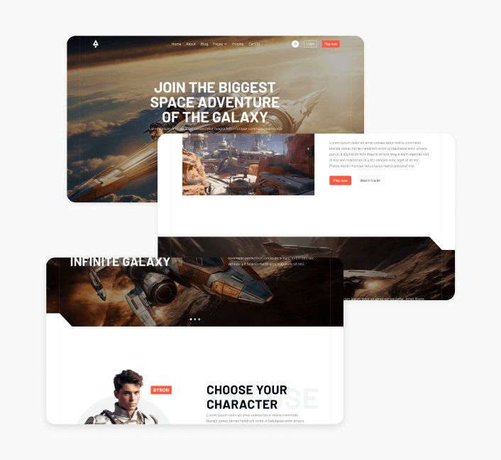 Player X - 42 Sections Included - Videogame Webflow Template