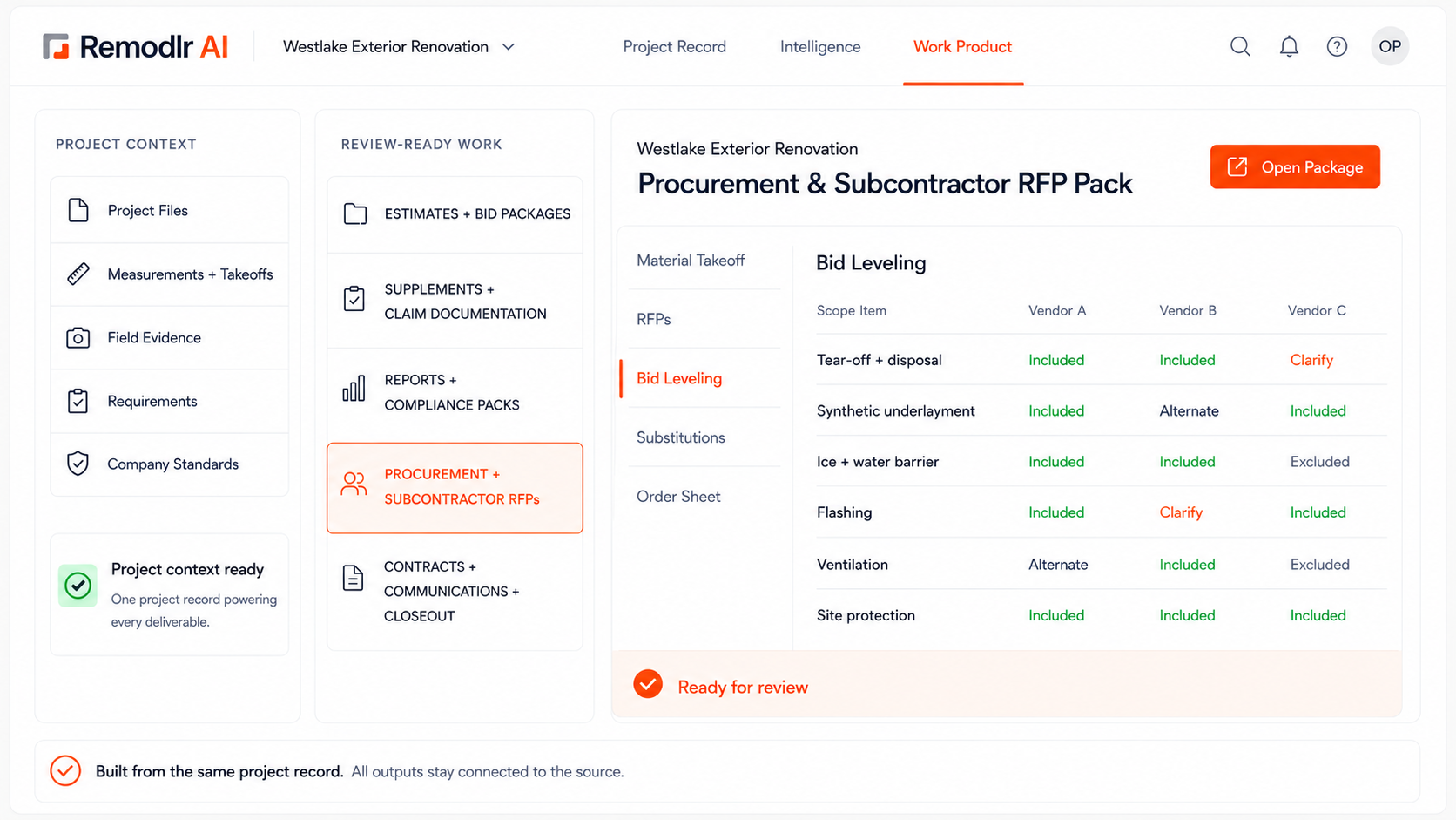 Remodlr zero setup deployment process showing secure access link, workflow selection, and project context input without software installation.