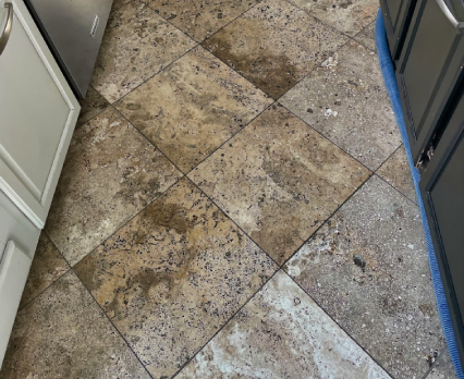Travertine floor after professional cleaning