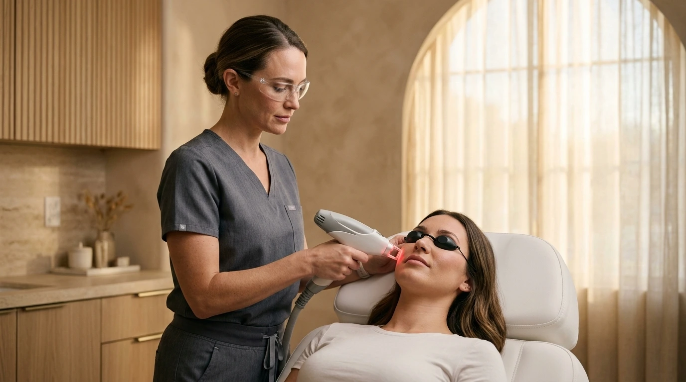 Clinical laser skin resurfacing and photoaging treatment performed at Lifespark Health & Wellness in Roseville, CA.