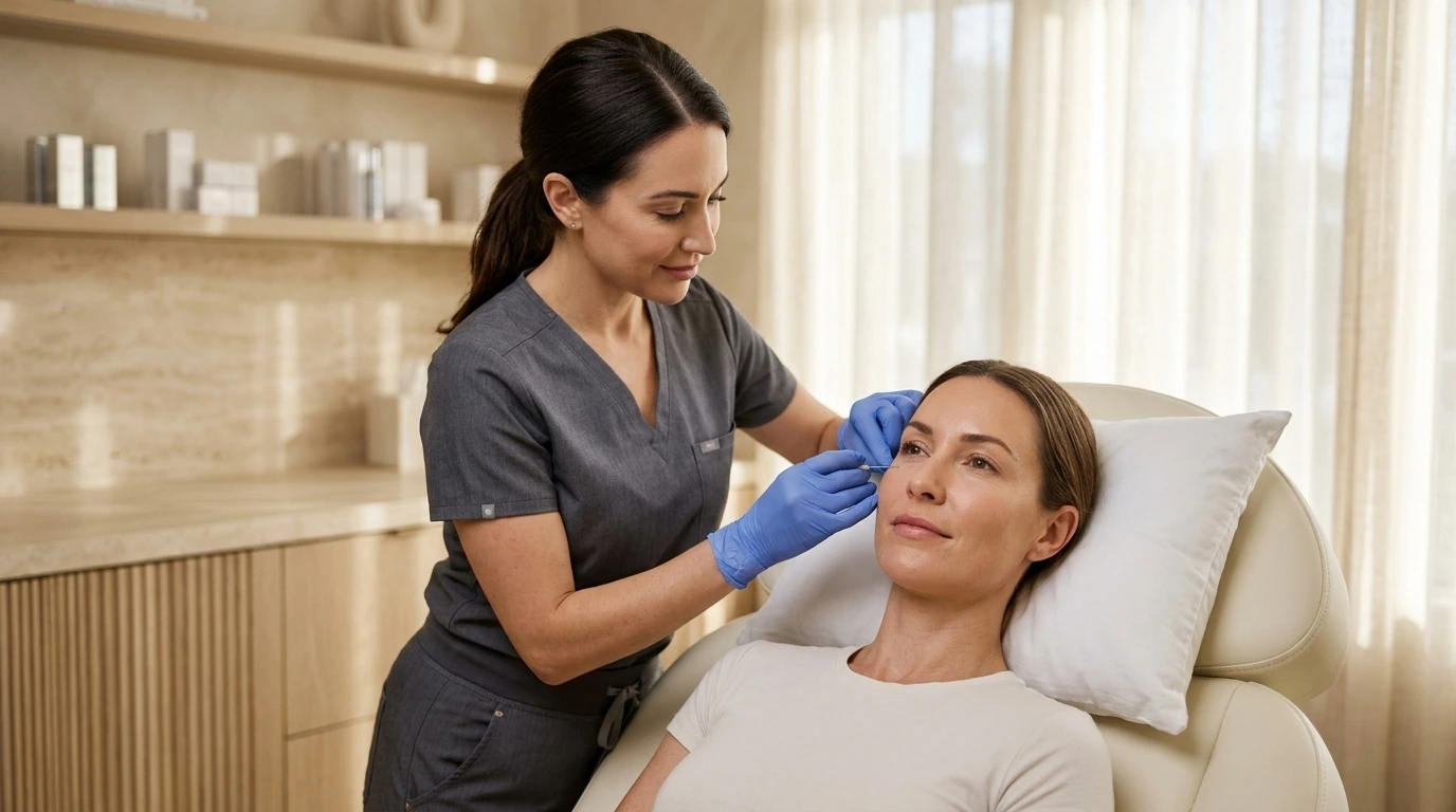 Board-Certified Nurse Practitioner administering natural autologous EZ Gel PRF bio-filler for under-eye rejuvenation at Lifespark Health & Wellness in Roseville, CA.