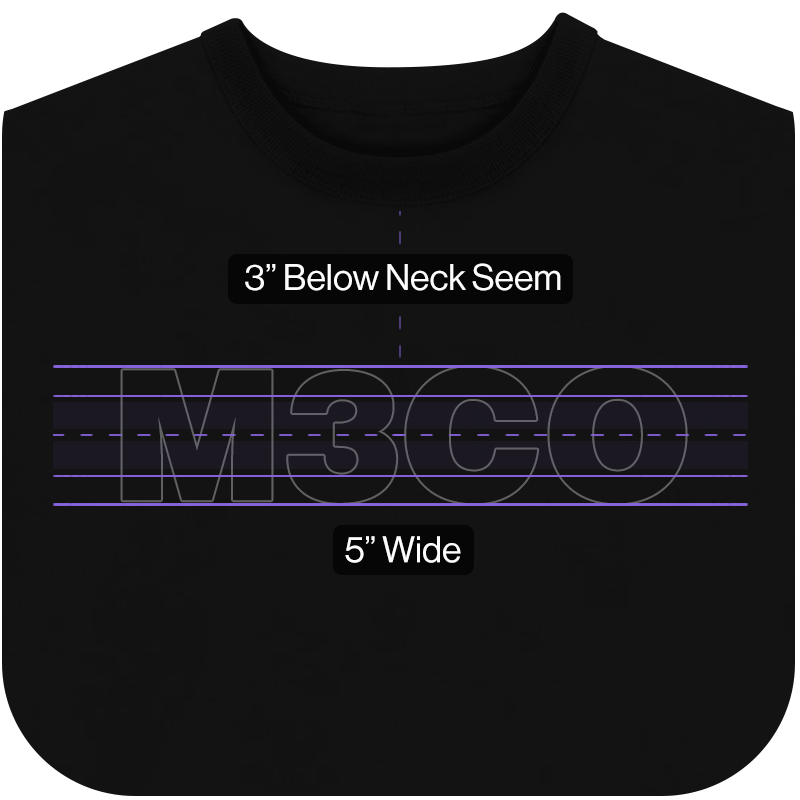 Digital specs over a tshirt mockup