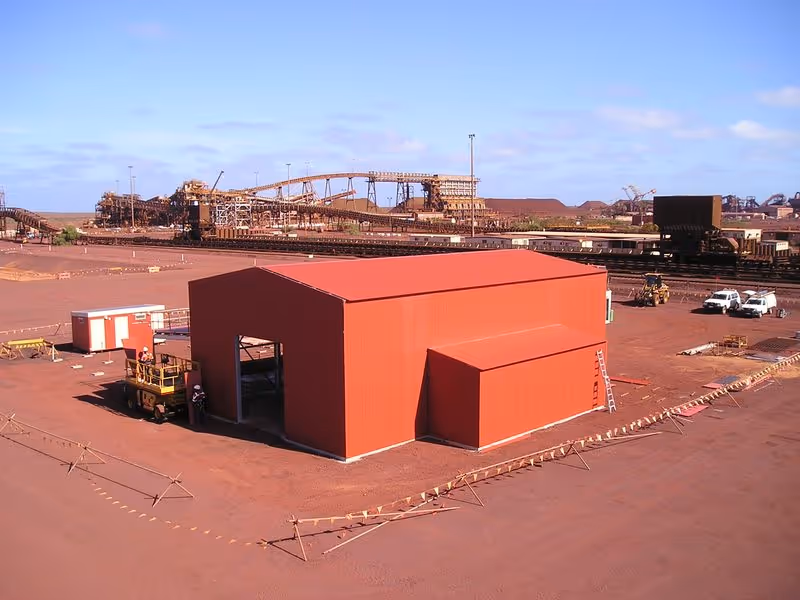 NWSM-built industrial shed at BHP Finucane Island mine.