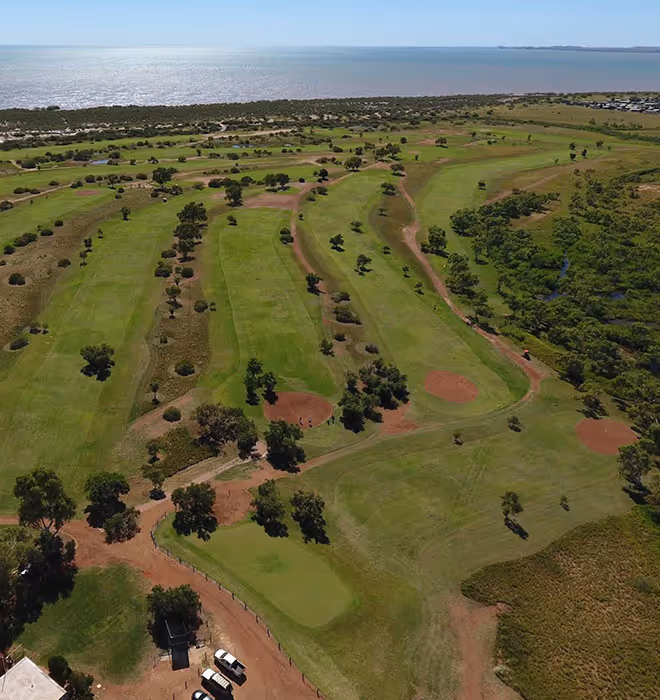 Karratha Golf Club maintenance compound with safe chemical storage and staff facilities.