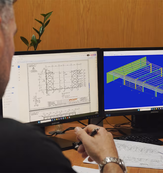 Kununurra skillion warehouse showing automated shutter openings and tilt panel boundary wall.
