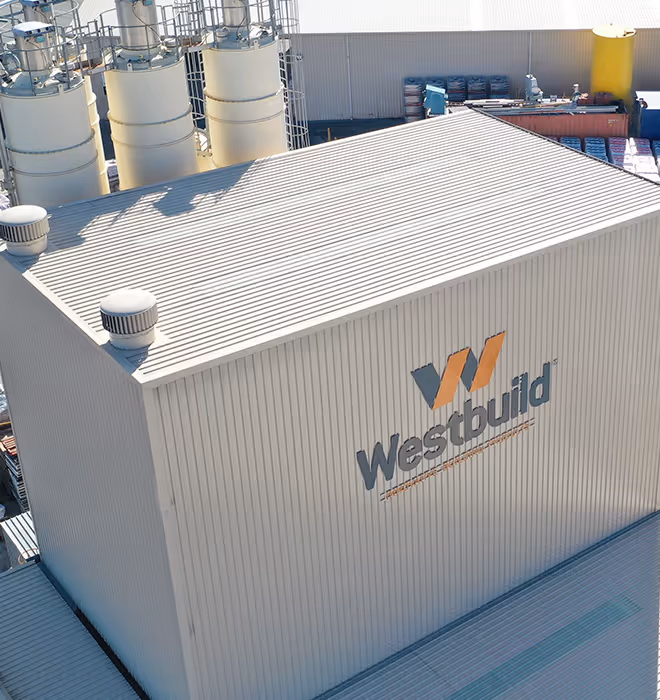 Construction of 16m high concrete tilt panel walls during the Westbuild Products warehouse build.