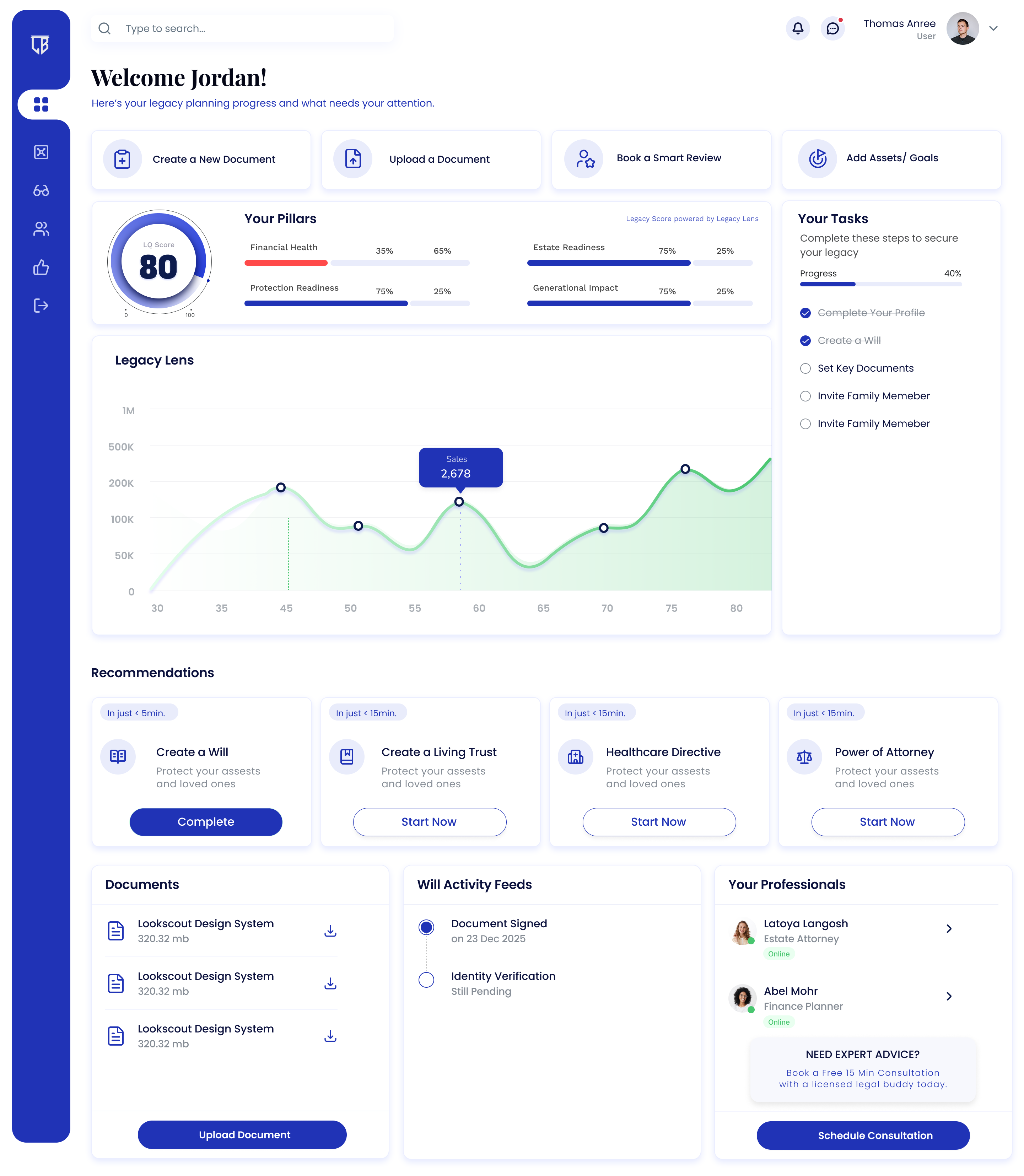 Legacy Buddy dashboard
