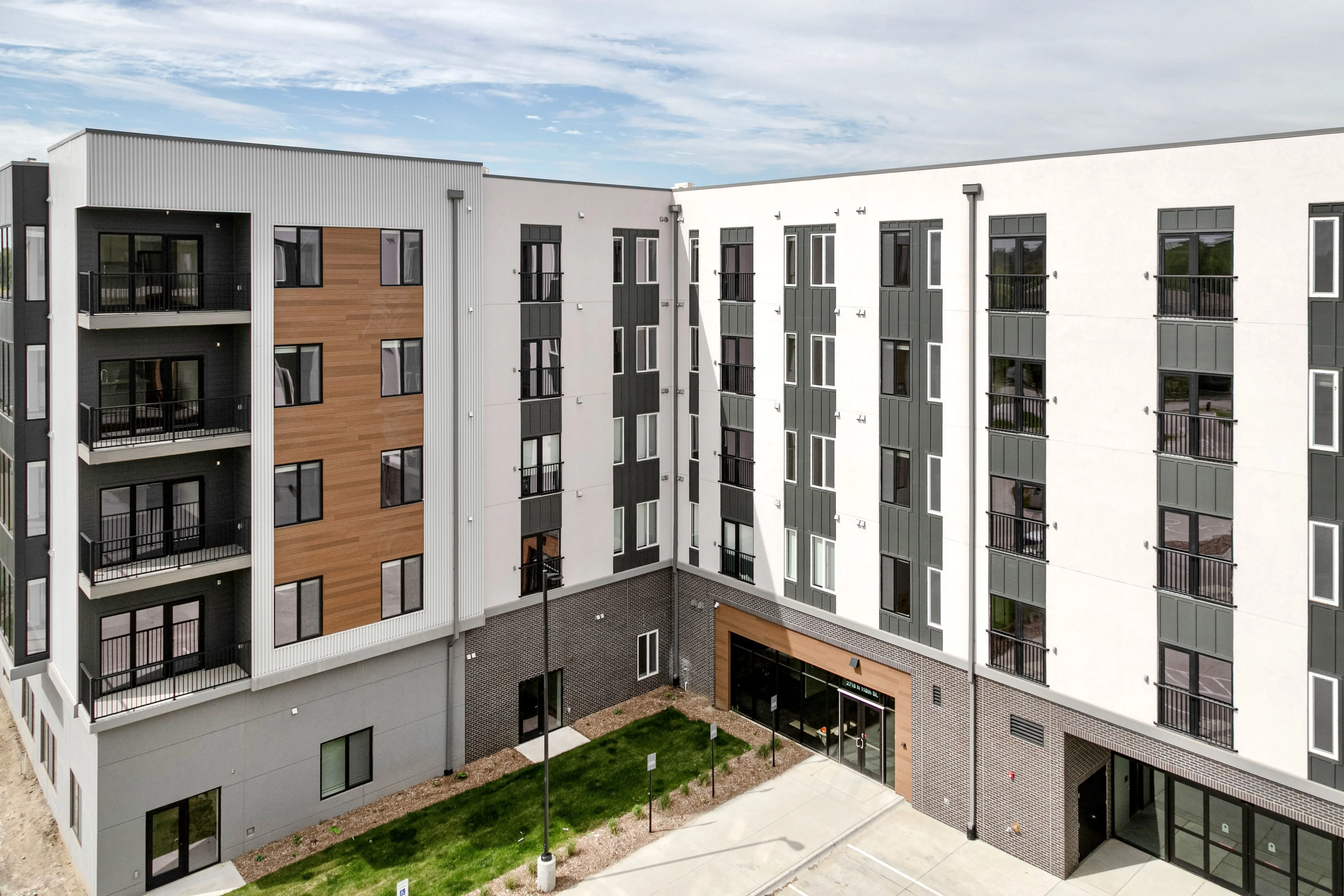 Exterior view of apartment building