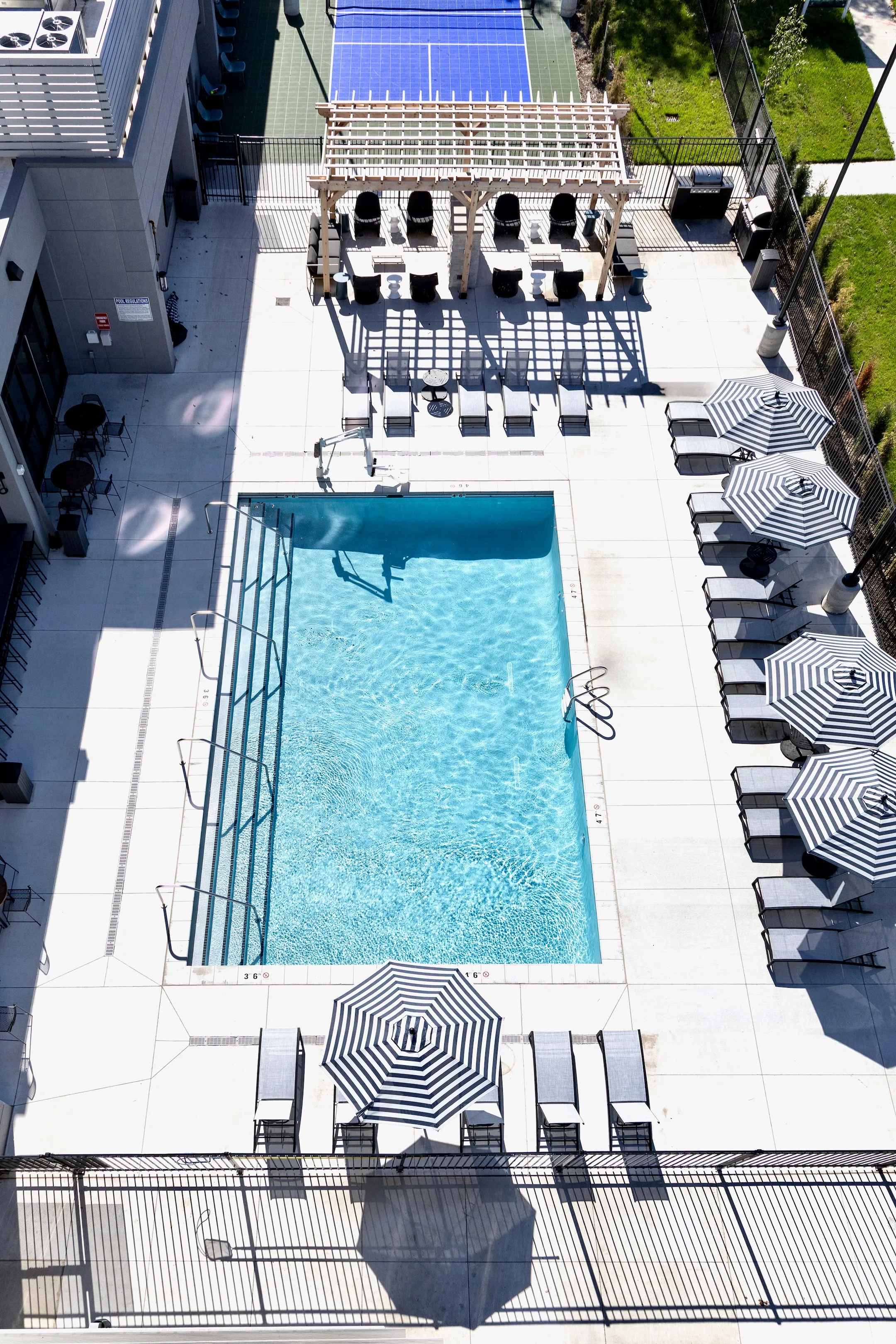 Aerial view of the outdoor pool