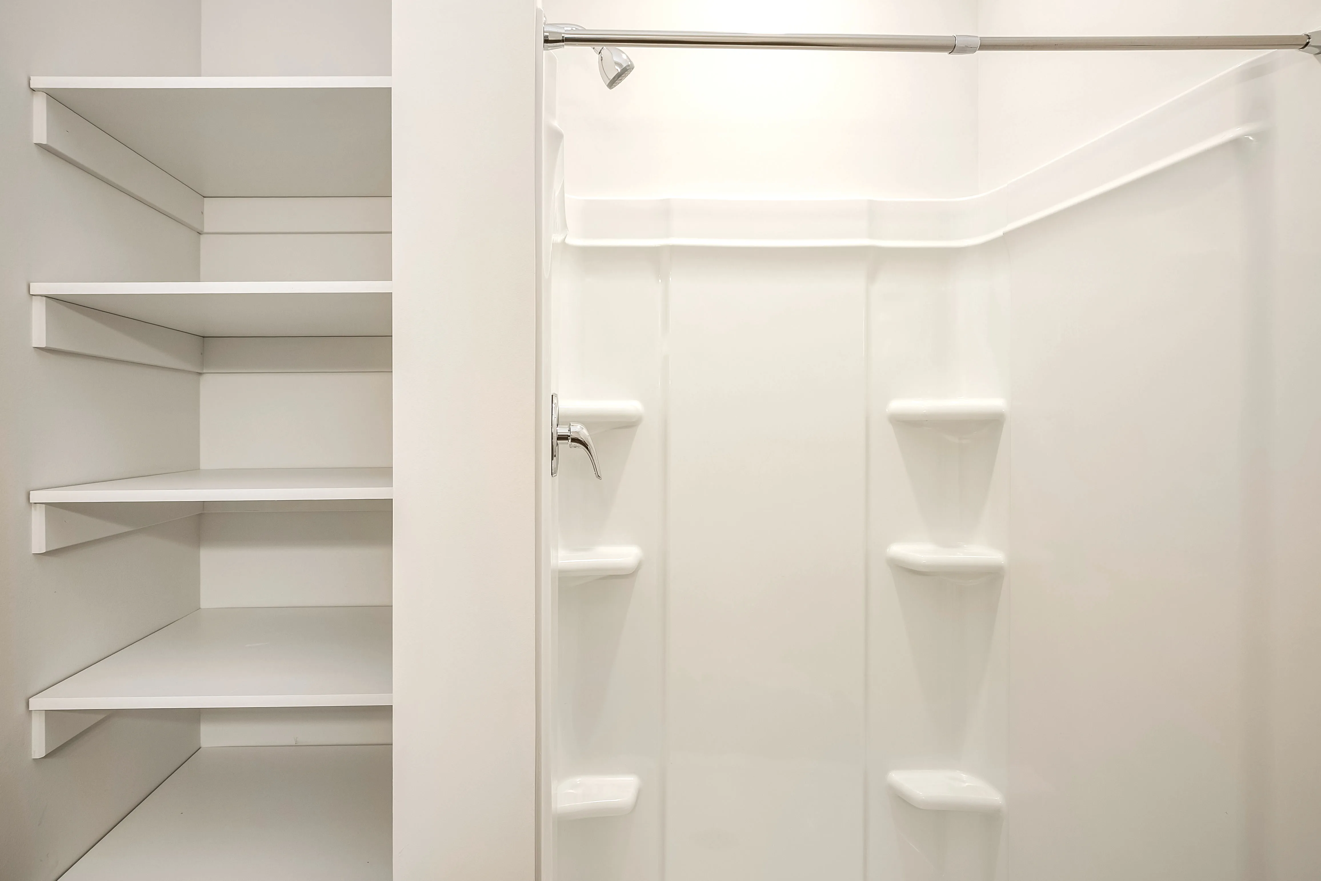 Shower with shelving storage