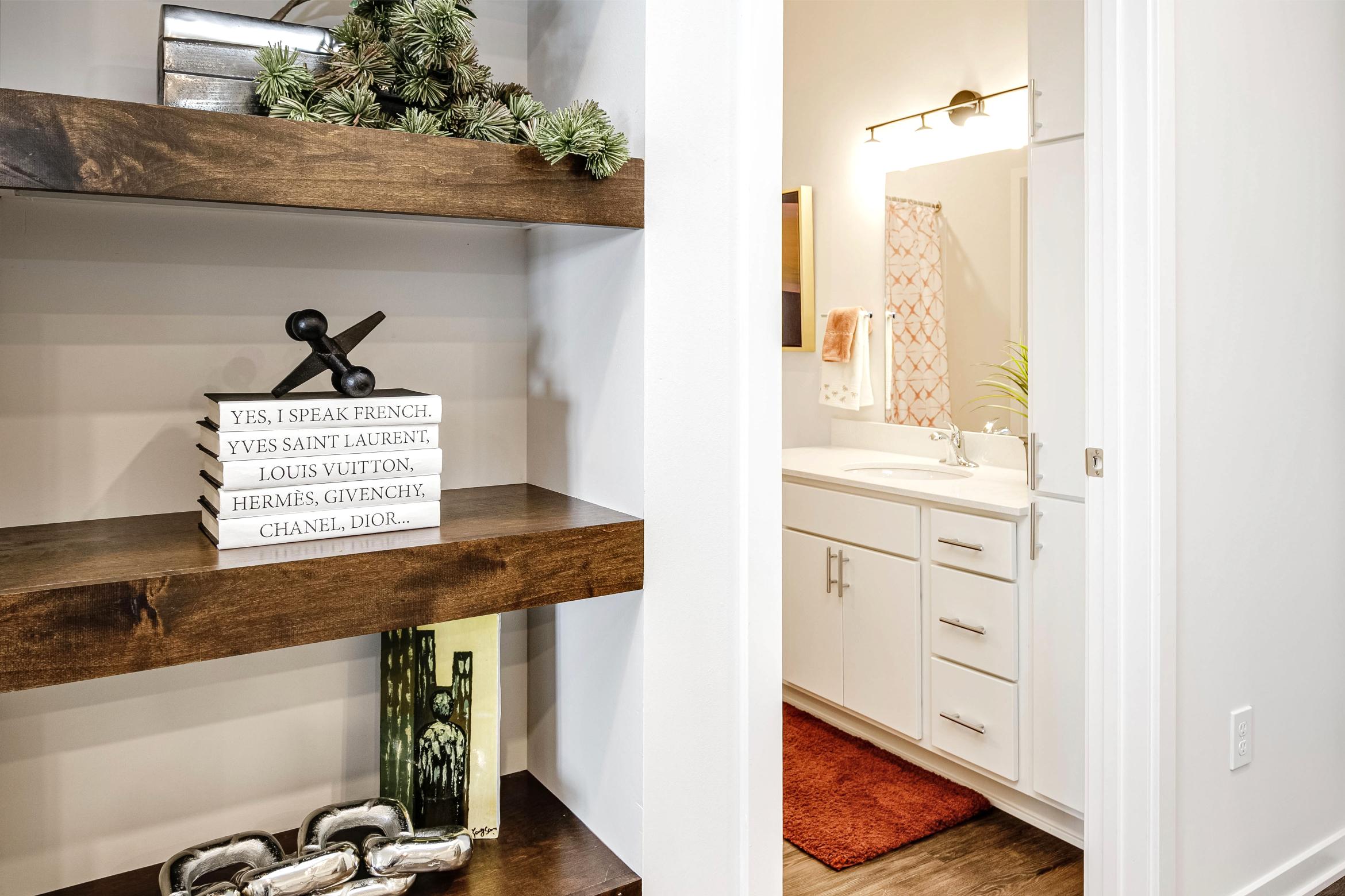 Storage outside of bathroom