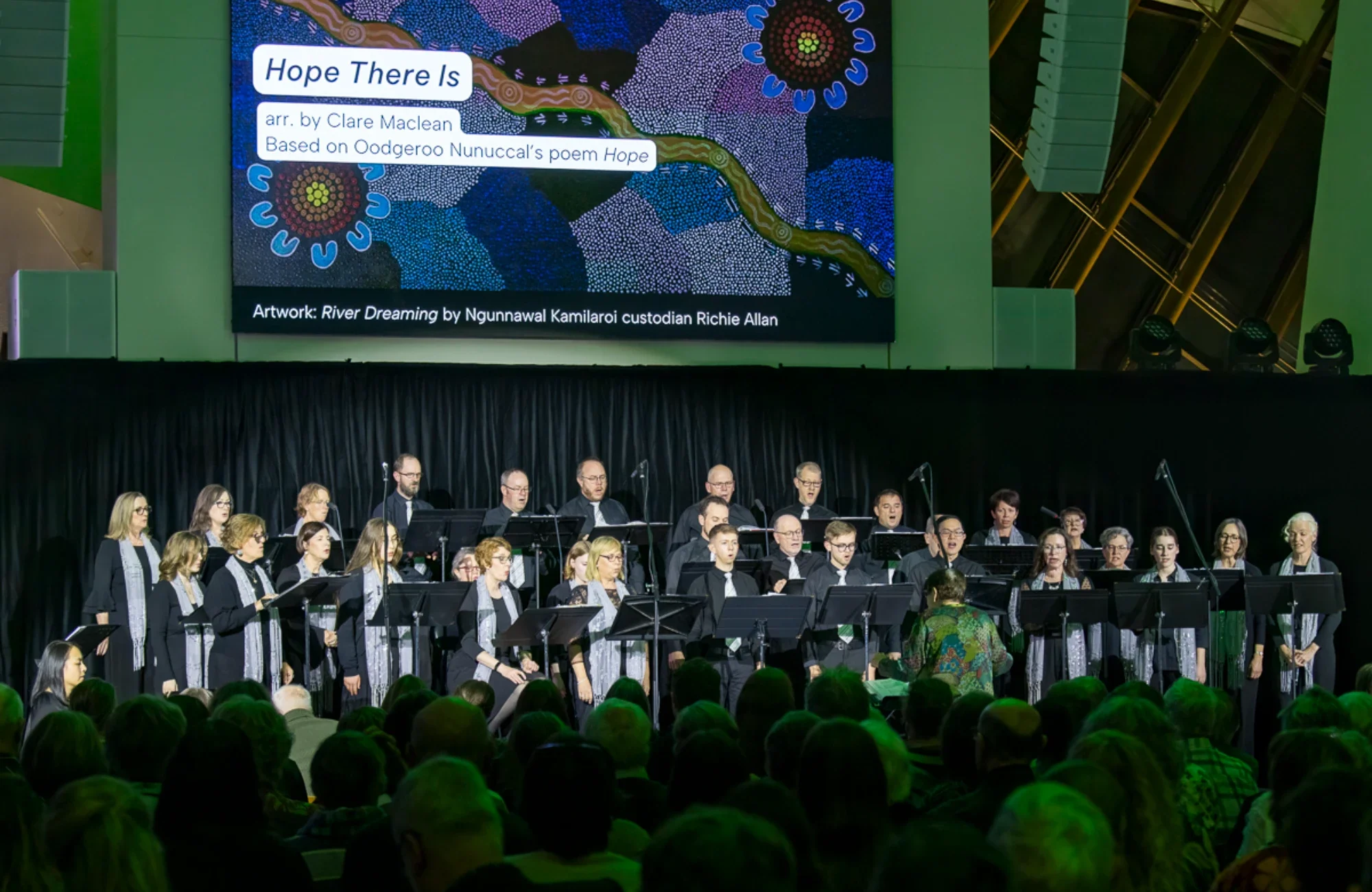The burgeoning of renewal was sung using lyrics by Oodgeroo Nunuccal, the first Aboriginal poet to ever be published. Photo credit: Dalice Trost