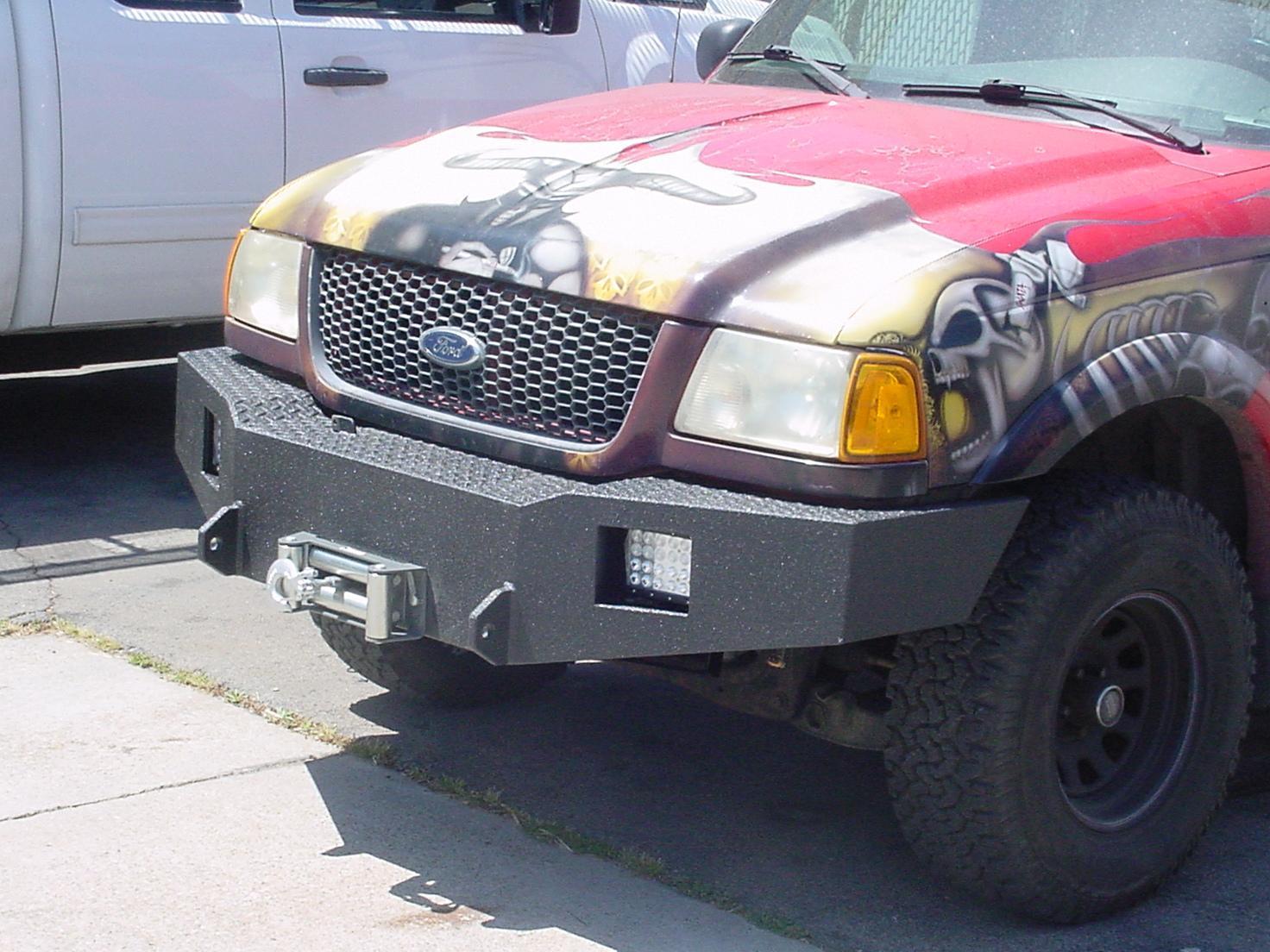 Custom heavy-duty tube bumper installed on a Ford Ranger pickup.
