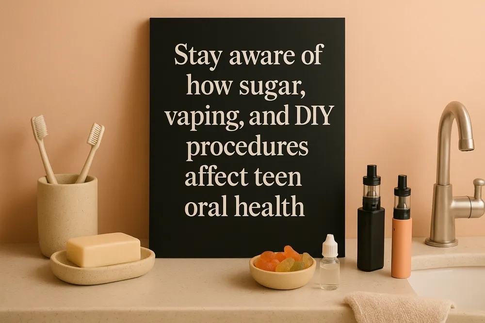 Stay aware of how sugar, vaping, and DIY procedures affect teen oral health