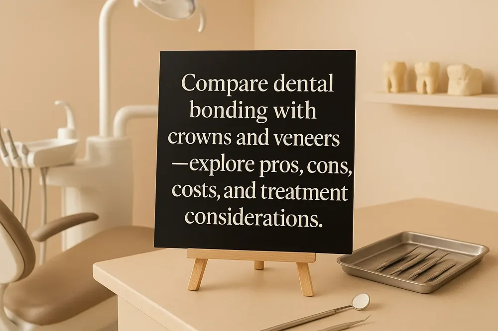 Compare dental bonding with crowns and veneers—explore pros, cons, costs, and treatment considerations.