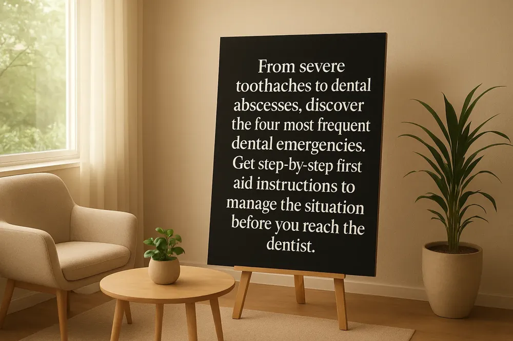 From severe toothaches to dental abscesses, discover the four most frequent dental emergencies. Get step-by-step first aid instructions to manage the situation before you reach the dentist.