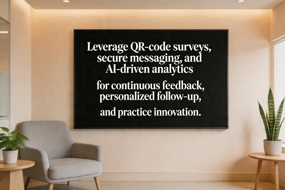 Leverage QR‑code surveys, secure messaging, and AI‑driven analytics for continuous feedback, personalized follow‑up, and practice innovation.