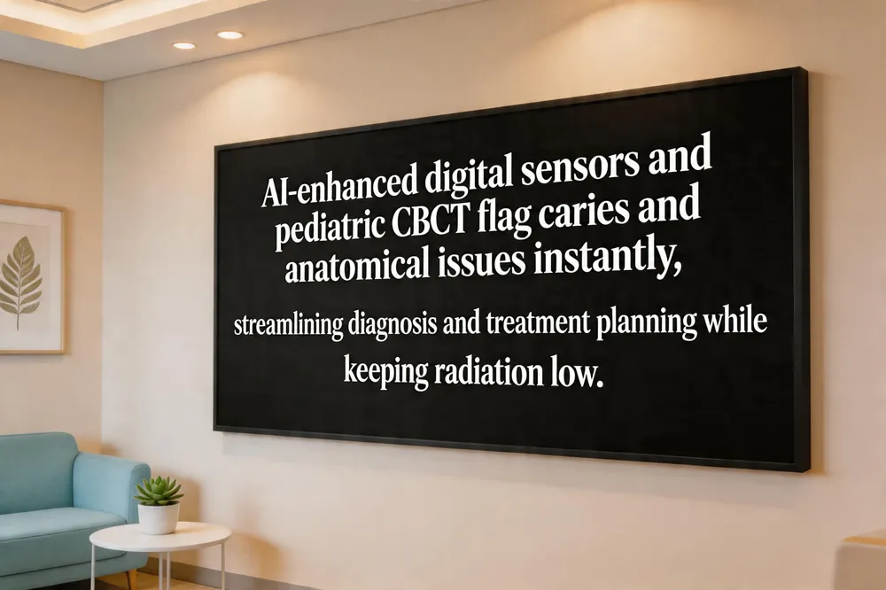 AI‑enhanced digital sensors and pediatric CBCT flag caries and anatomical issues instantly, streamlining diagnosis and treatment planning while keeping radiation low.