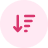 Icon of dark pink vertical arrows pointing up and down with horizontal lines on a light pink circular background.