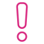 Magenta exclamation mark icon on transparent background.