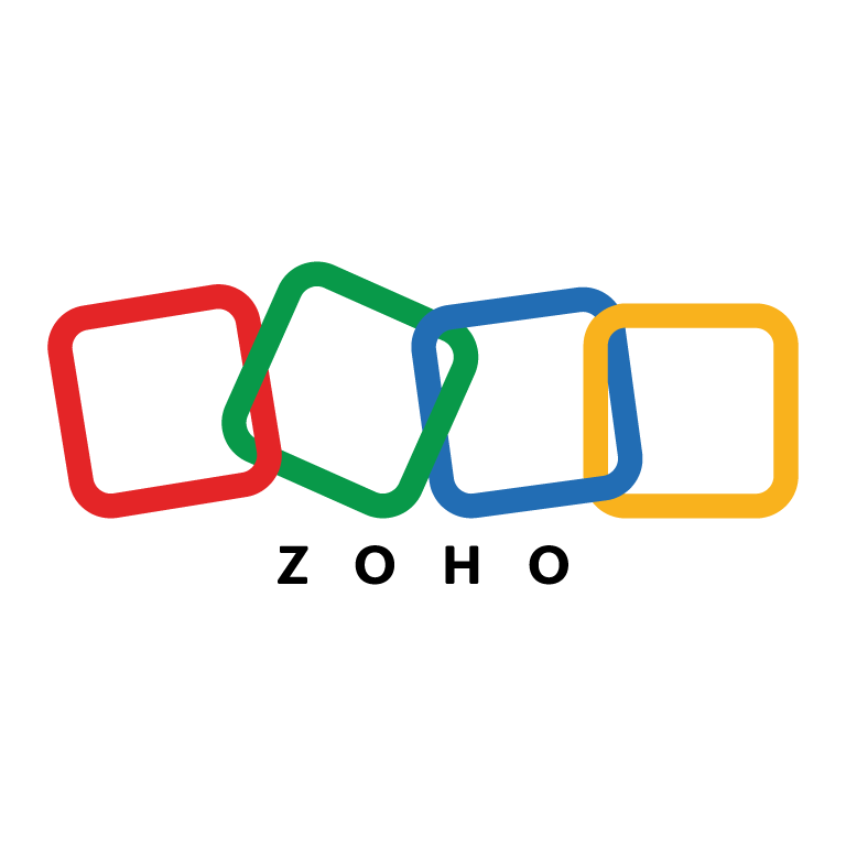 Four interlocking outlined squares in red, green, blue, and yellow arranged diagonally.