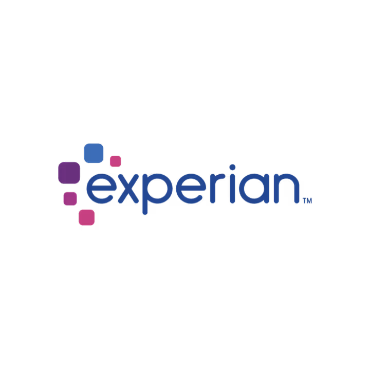 Experian logo with colorful squares arranged to the left of the company name in blue lowercase letters.