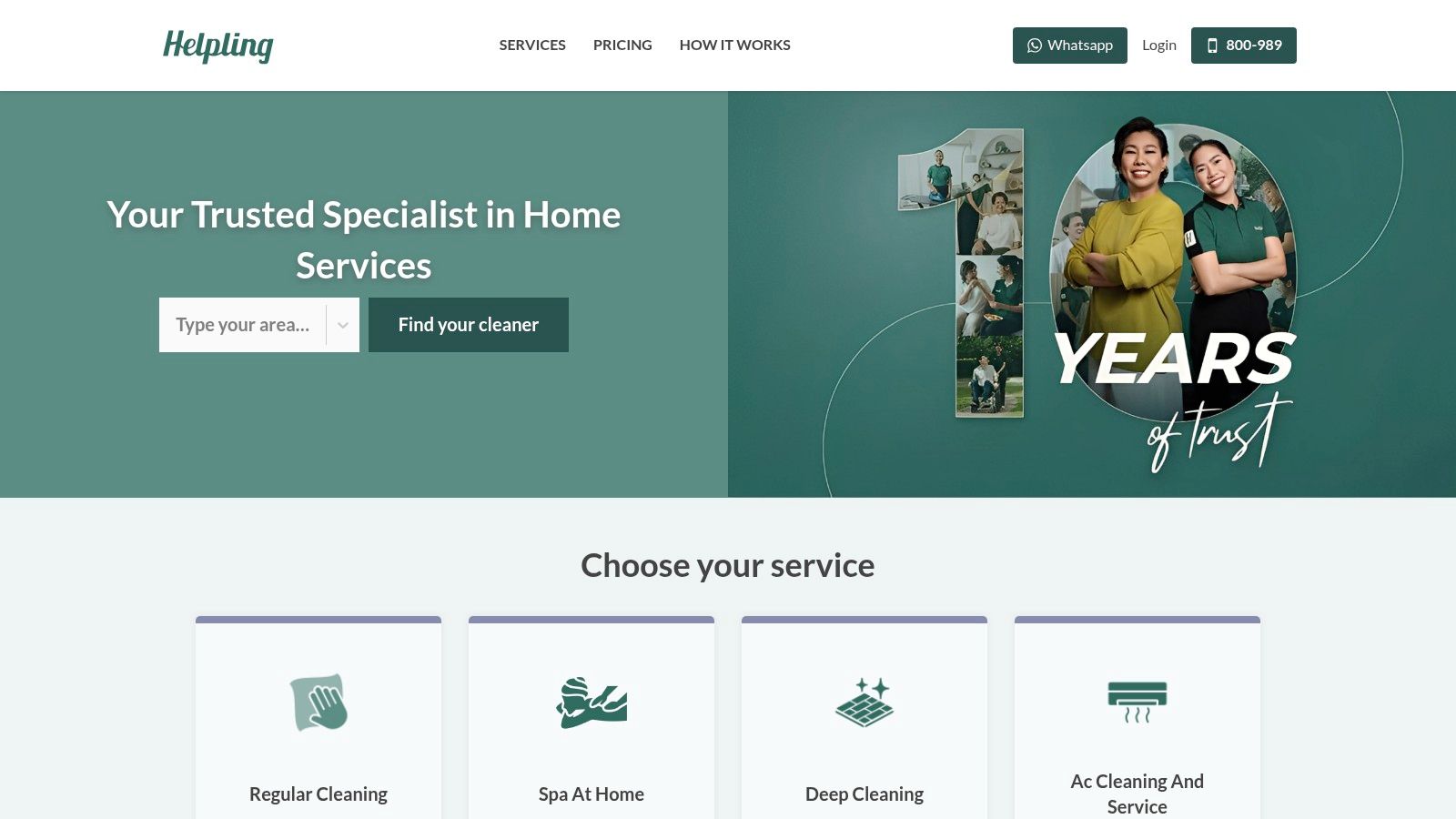 Helpling UAE booking interface for AC services