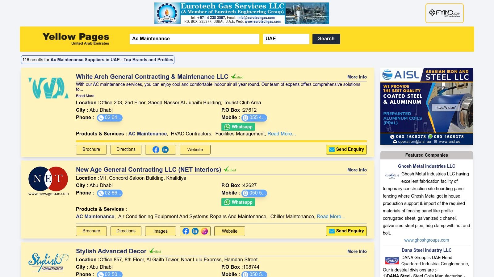 UAE Yellow Pages – AC Maintenance