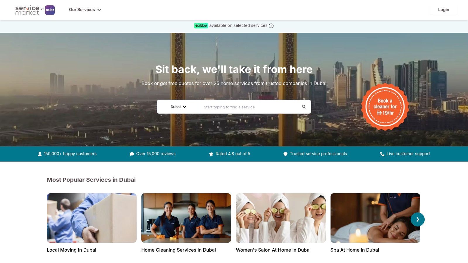 ServiceMarket platform showcasing AC services