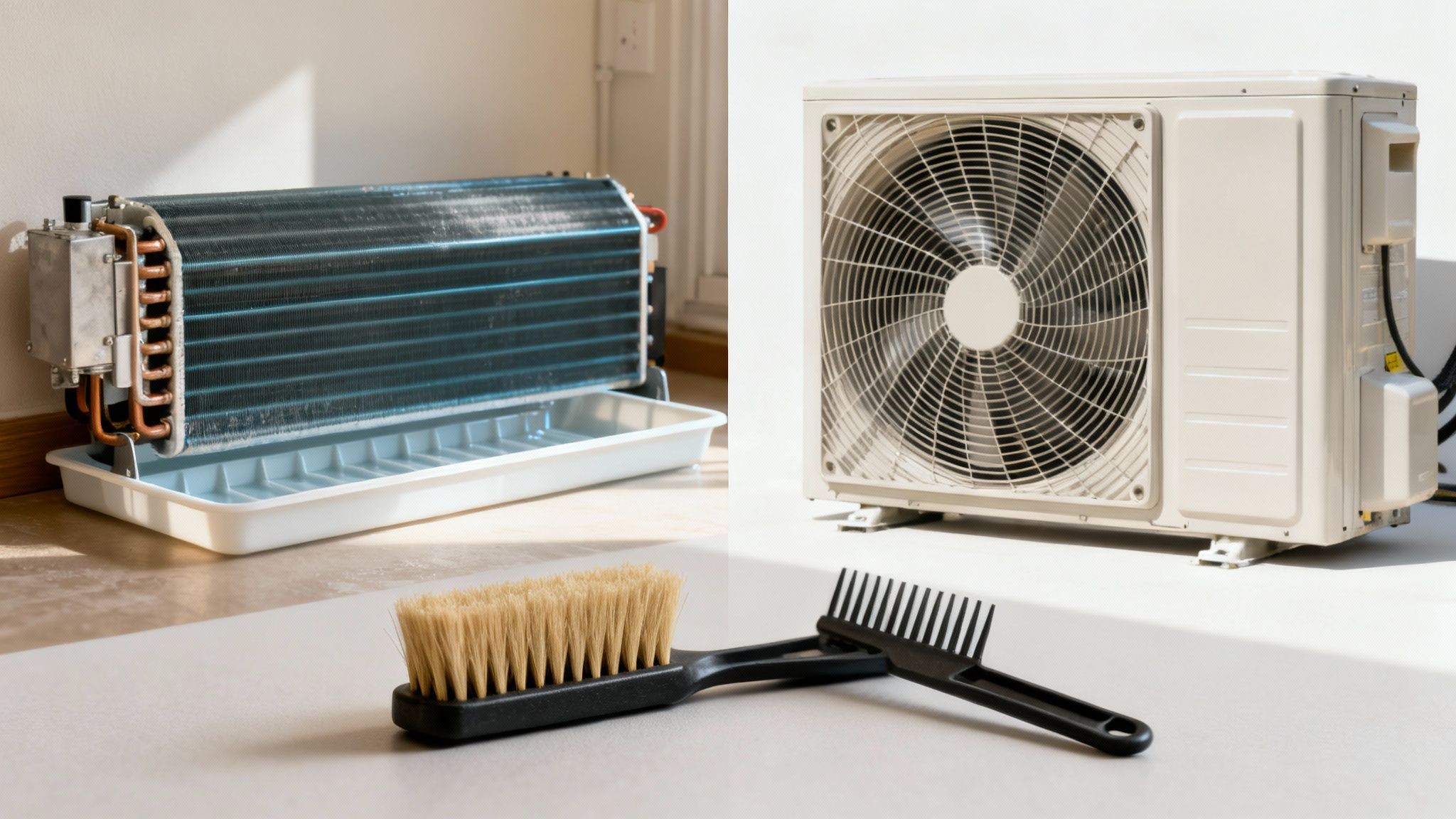 AC coils before and after cleaning