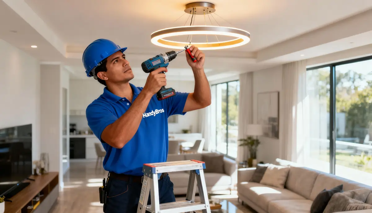 Light fixture installation by HandyBros electrician in Dubai