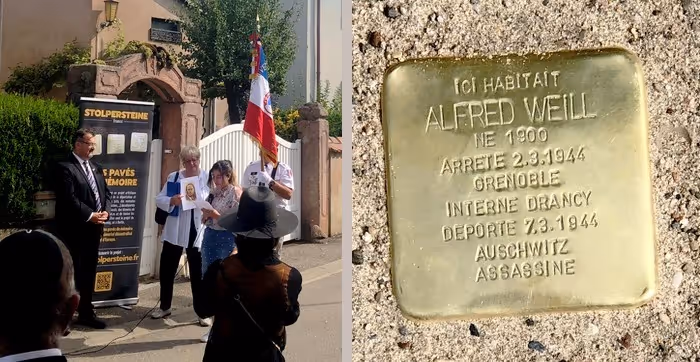 Pose de Stolperstein en mémoire des victime de la Shoa