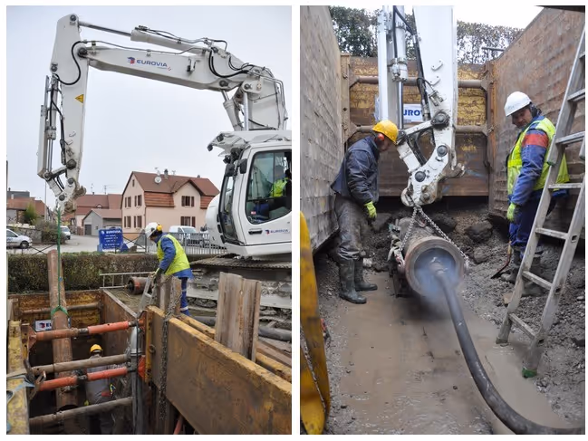 Remplacement d'une conduite d'eau potable sous l'Ischert par fonçage