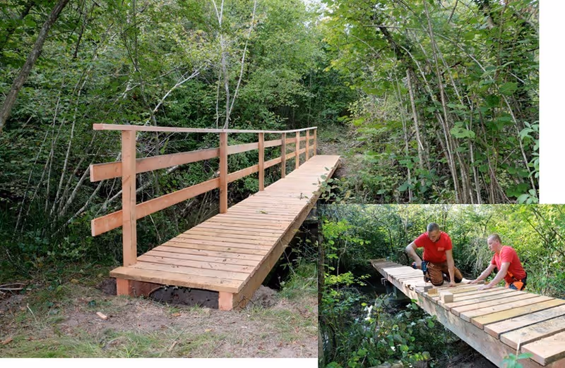 Remplacement de deux passerelles en forêt communale, l'une sur le Muhlbach, l'autre sur le Griengiessen