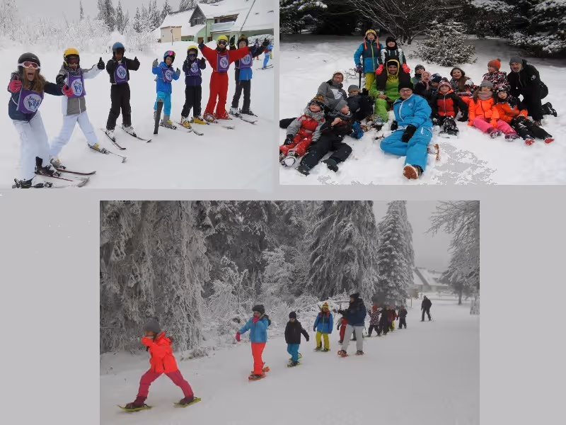 Début Janvier, classe de neige à la base sportive de montagne de la Chaume à Orbey