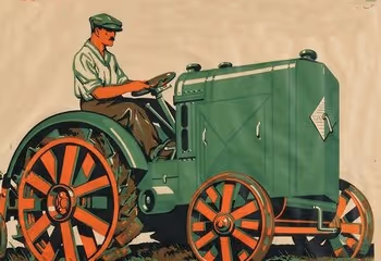 dessin d'un homme sur un tracteur
