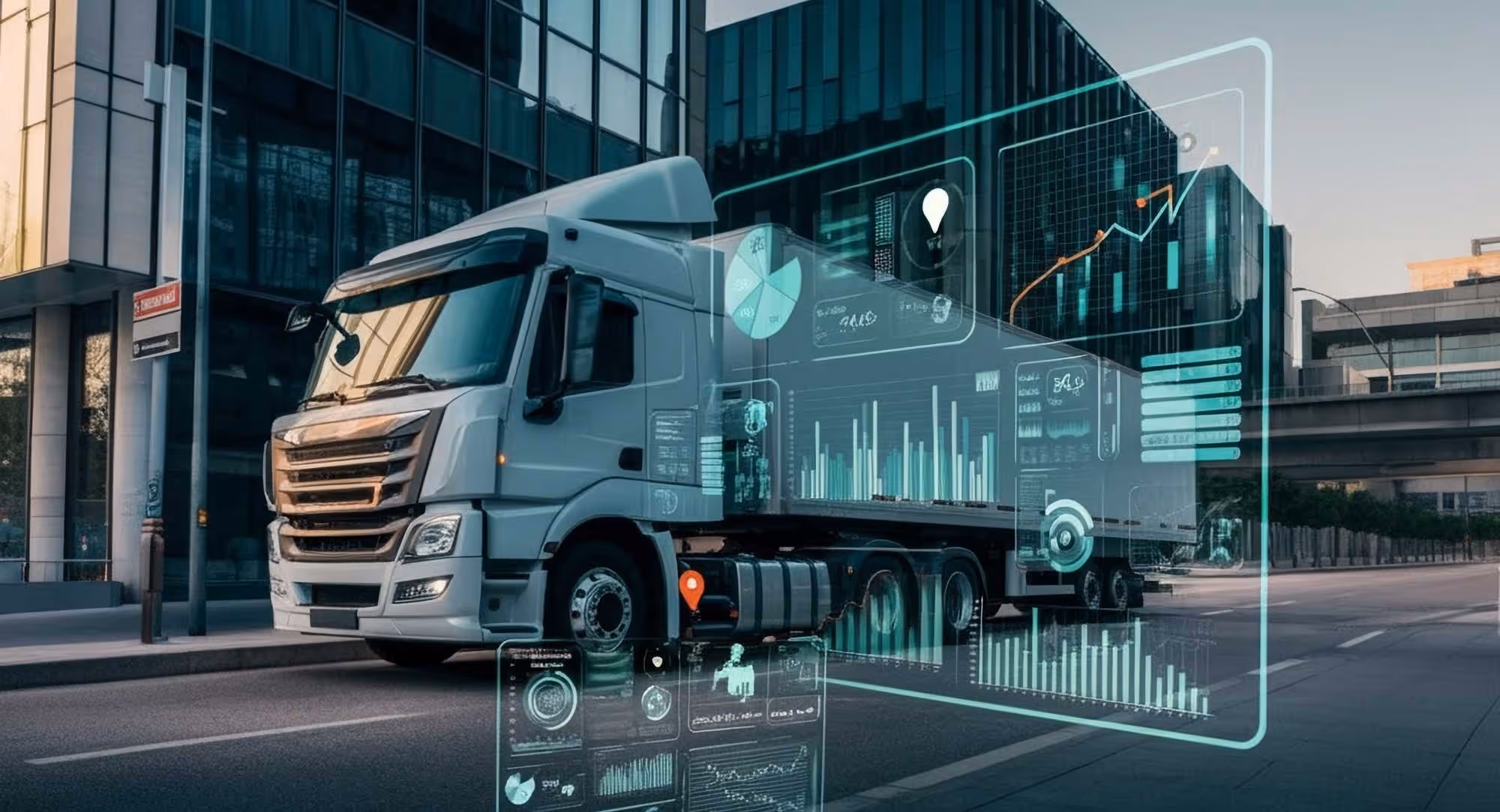 Truck-with-analytics graphics