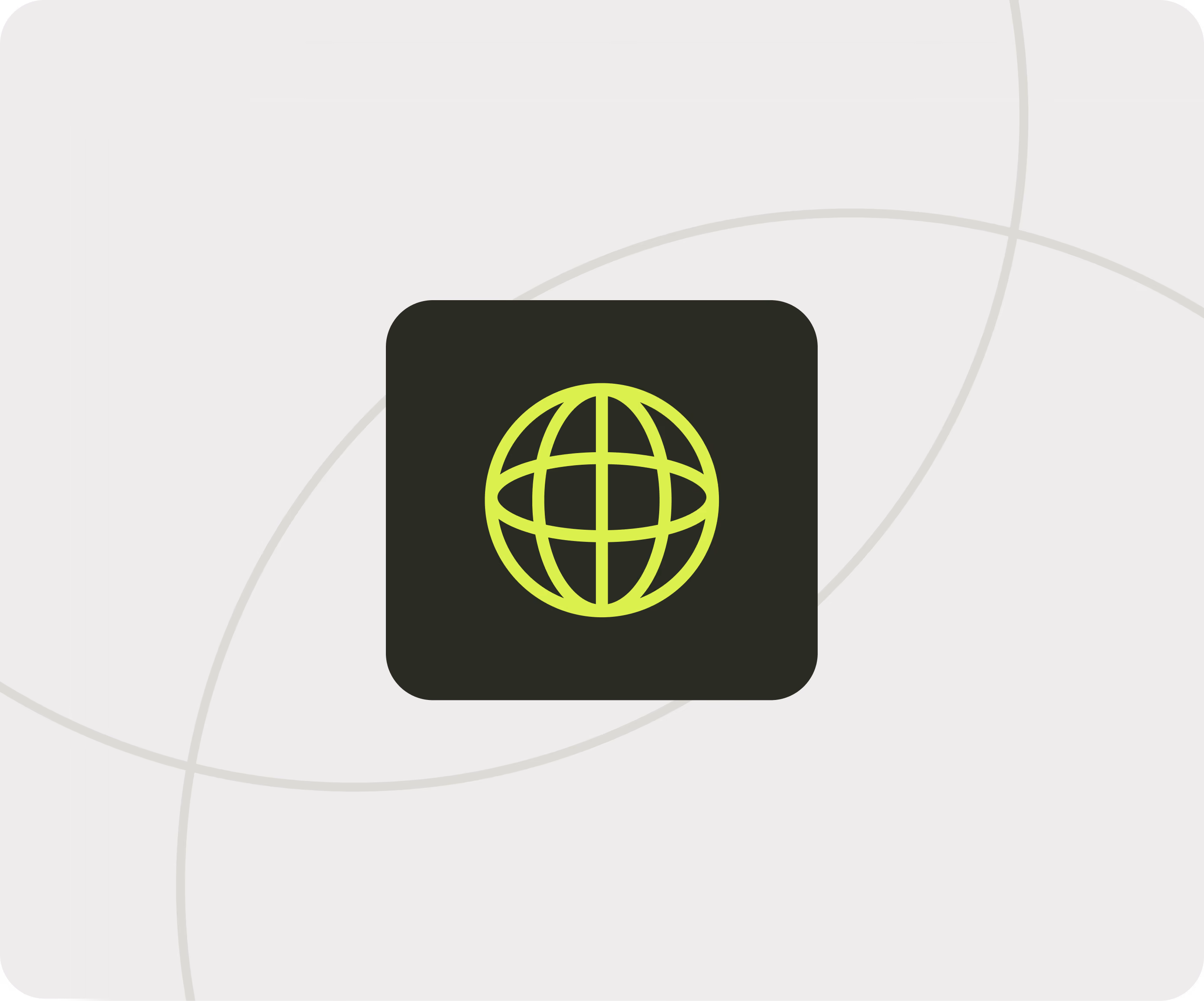 Globe icon in lime green on a black rounded square with light gray curved lines in the background.