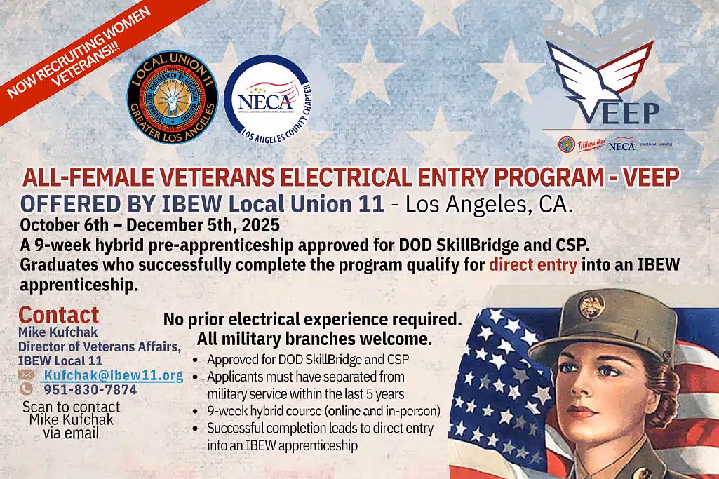 Opening Doors: Women Veterans Invited to Join Electrical Training Class