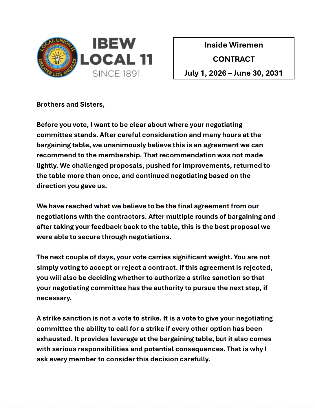 Your Vote, Your Contract: What's Inside the 2026–2031 Inside Wiremen Agreement